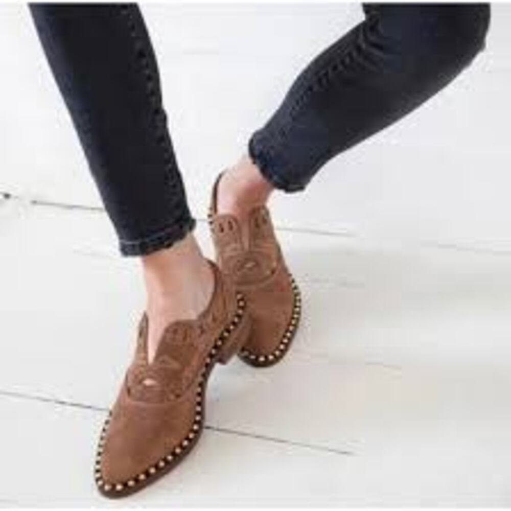 Free People Twin Falls Leather Studded Cowgirl Loafers 36 - Picture 10 of 11